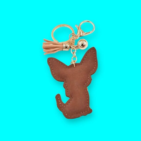 Cute Cartoon Chihuahua Keychain Rhinestone Pet Dog Key Chain Bag Backpack Charm - Picture 4 of 5